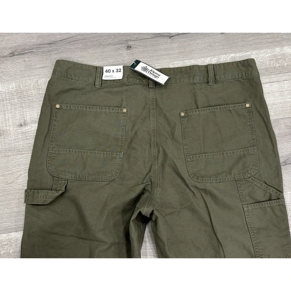 Alpine Design Utility Pants Mens 40X 32 Olive Green 100% ORGANIC Cotton Workwear